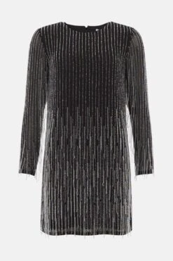 Coast Beaded Fringe Embellished Mini Dress -Coast bcc03469 black xl 3