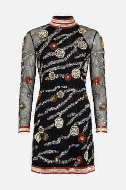 Coast Mini Dress With Hand Embellished Flowers​ -Coast bcc03476 black xl 3