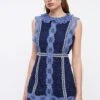 Coast Placement Lace Mini Dress With Collar