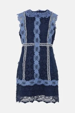 Coast Placement Lace Mini Dress With Collar -Coast bcc03504 navy xl 3