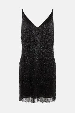 Coast Beaded Fringe Mini Dress -Coast bcc03514 black xl 3