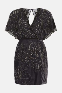 Coast Beaded Applique Velvet Mini Dress -Coast bcc03548 black xl 3