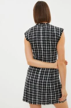 Coast Cap Sleeve Tweed Structured Mini Dress -Coast bcc03586 mono xl 2