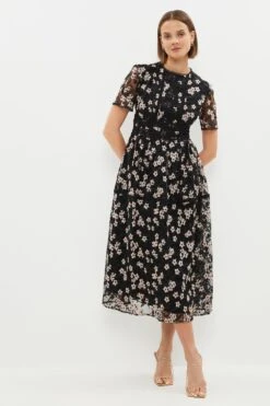 Coast Midi Mesh Dress With Buttons