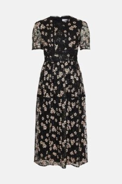 Coast Midi Mesh Dress With Buttons -Coast bcc03612 black xl 3