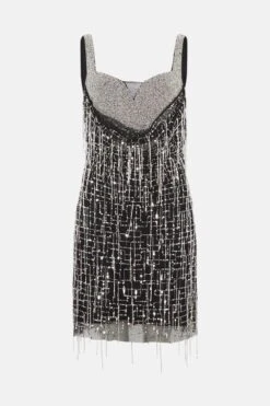 Coast Premium Drape Corset Fringe Mini Dress 8 Coast Premium Drape Corset Fringe Mini Dress -Coast bcc03641 black xl 3