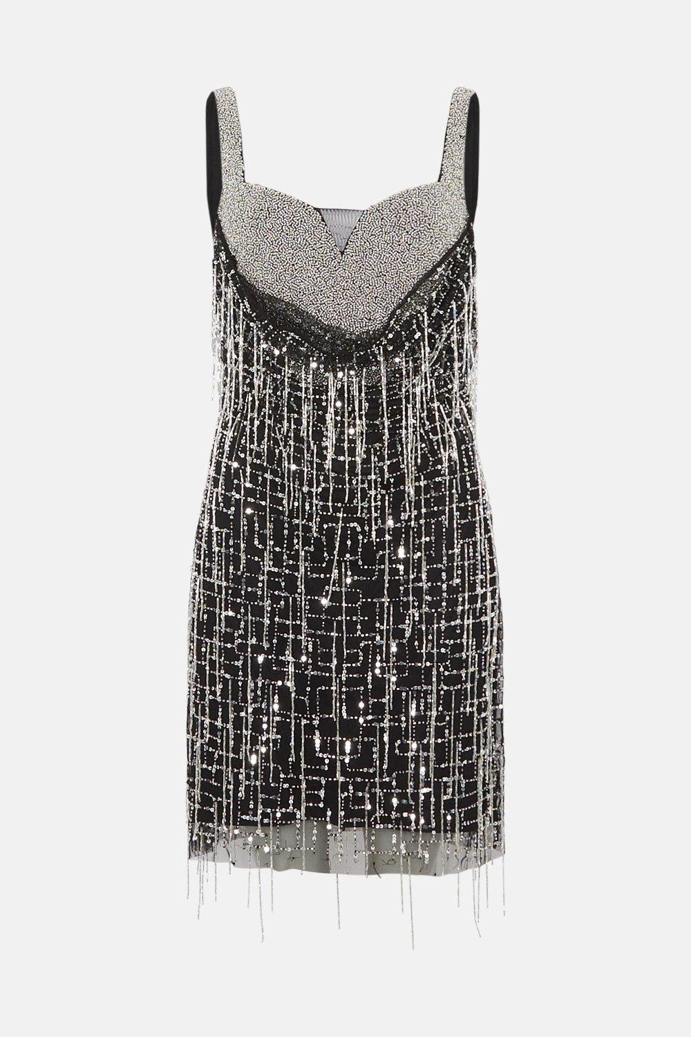 Coast Premium Drape Corset Fringe Mini Dress 4 Coast Premium Drape Corset Fringe Mini Dress - Image 4