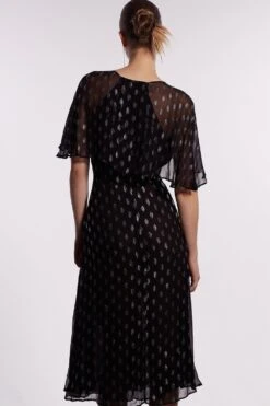 Coast Metallic Spot Cape Sleeve Midi Dress -Coast bcc03722 black xl 2