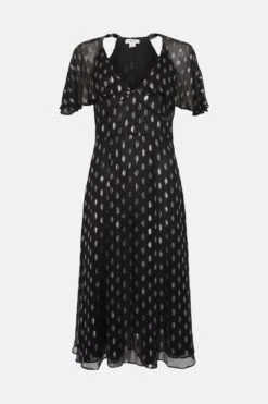 Coast Metallic Spot Cape Sleeve Midi Dress -Coast bcc03722 black xl 3