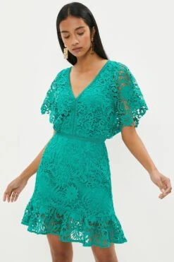 Coast 16 Coast Mini V Neck Lace Dress With Flare Sleeve