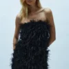 Coast All Over Feather Bandeau Mini Dress