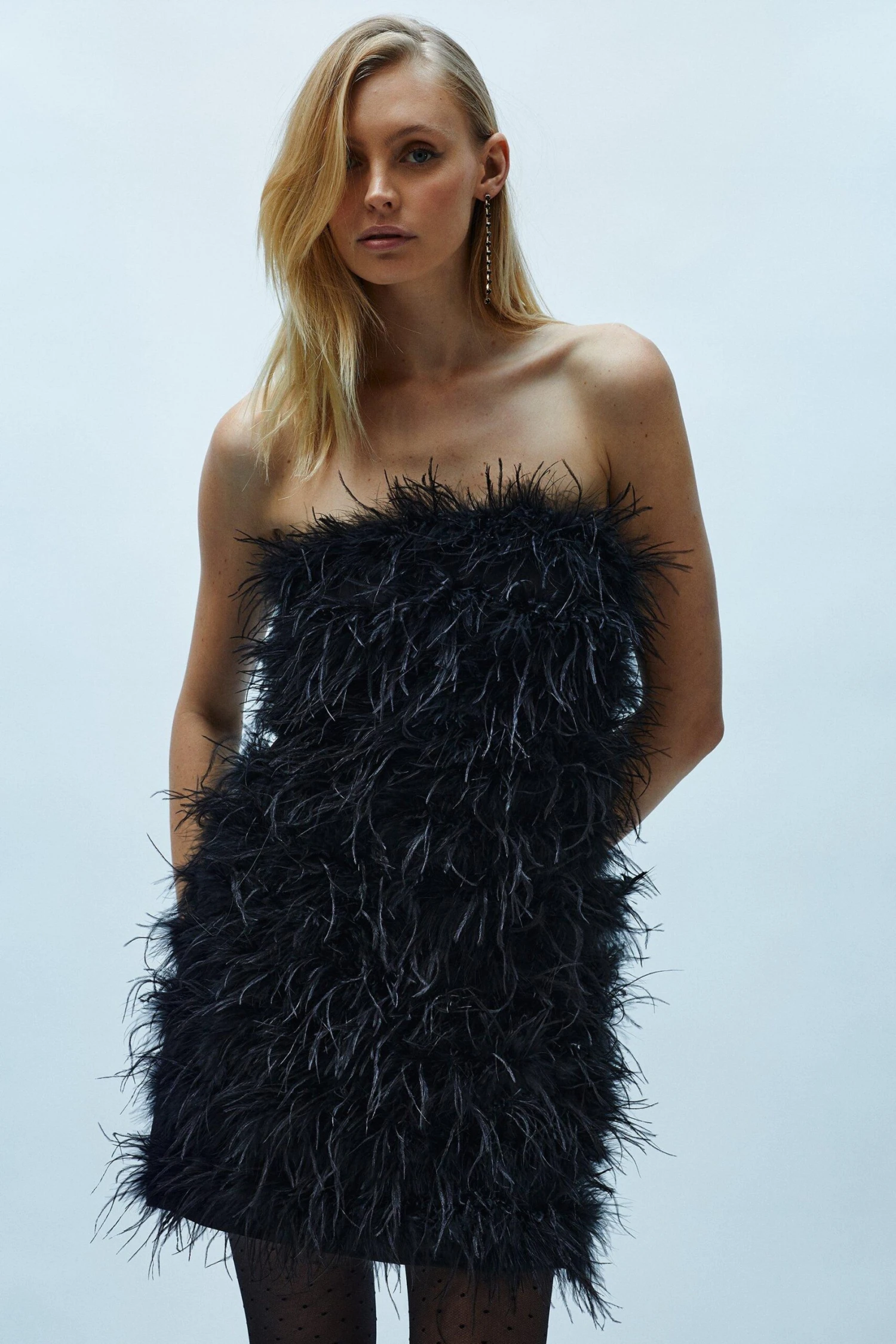 Coast All Over Feather Bandeau Mini Dress 1 Coast All Over Feather Bandeau Mini Dress