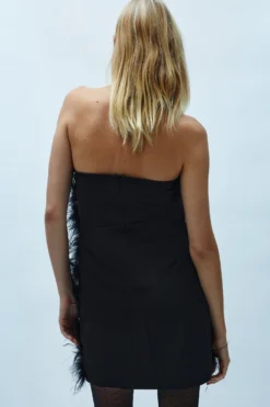 Coast All Over Feather Bandeau Mini Dress 7 Coast All Over Feather Bandeau Mini Dress -Coast bcc03786 black xl 2 scaled