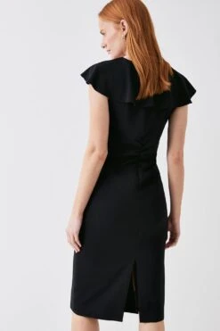 Coast Ruffle V Neck Pencil Dress -Coast bcc03792 black xl 4