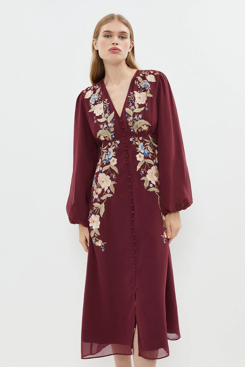 Coast Mirrored Orchid Button Through Midi Dress 1 Coast Mirrored Orchid Button Through Midi Dress