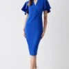Coast V Neck Flare Sleeve Pencil Dress