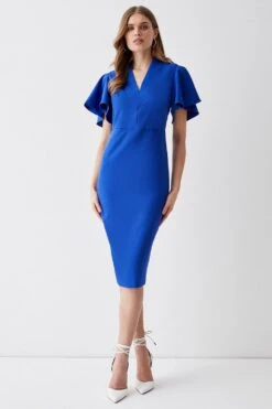 Coast V Neck Flare Sleeve Pencil Dress