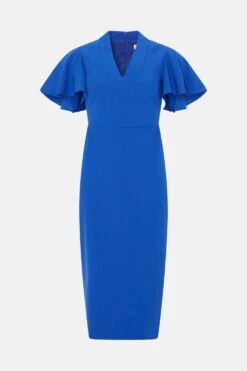 Coast V Neck Flare Sleeve Pencil Dress -Coast bcc03814 cobalt xl 3