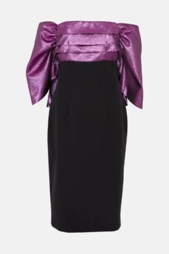 Coast Julie Kuyath Metallic Pleat Detail Dress -Coast bcc03832 pink xl 3