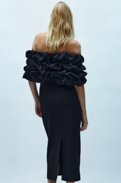 Coast Structured Oversized Ruffle Sleeve Midi Dress -Coast bcc03834 black xl 2 scaled