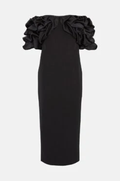 Coast Structured Oversized Ruffle Sleeve Midi Dress -Coast bcc03834 black xl 3
