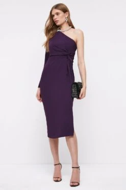 Coast One Shoulder Ruche Side Midi Dress