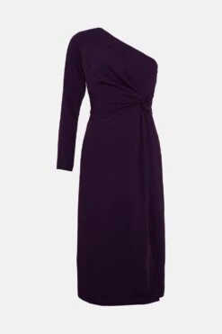 Coast One Shoulder Ruche Side Midi Dress -Coast bcc03880 aubergine xl 3