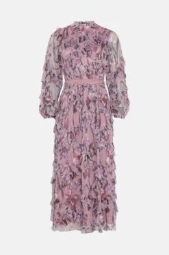 Coast Diamond Ruffle High Neck Mesh Dress -Coast bcc03896 mink xl 3