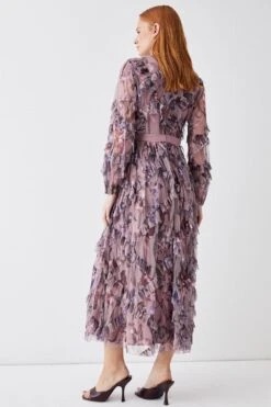 Coast Diamond Ruffle High Neck Mesh Dress -Coast bcc03896 mink xl 4