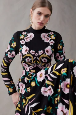 Coast Statement Mirrored Floral Embroidered Maxi Dress -Coast bcc03939 black xl 2 scaled