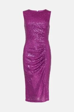 Coast Sequin Dress With Ruching -Coast bcc03940 pink xl 3