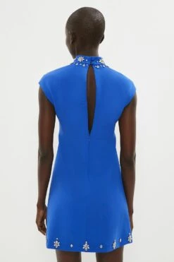 Coast Mini Dress With Jewel Trim Neck -Coast bcc03982 cobalt xl 2