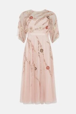 Coast Midi Dress With Hand Embellished Flowers -Coast bcc03987 blush xl 3
