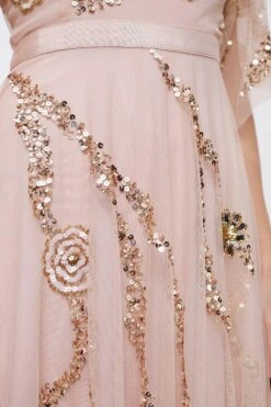 Coast Midi Dress With Hand Embellished Flowers -Coast bcc03987 blush xl 4