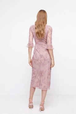 Coast Hand Beaded Midi Dress With Flared Cuff -Coast bcc03988 pink xl 2