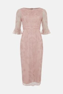 Coast Hand Beaded Midi Dress With Flared Cuff -Coast bcc03988 pink xl 3