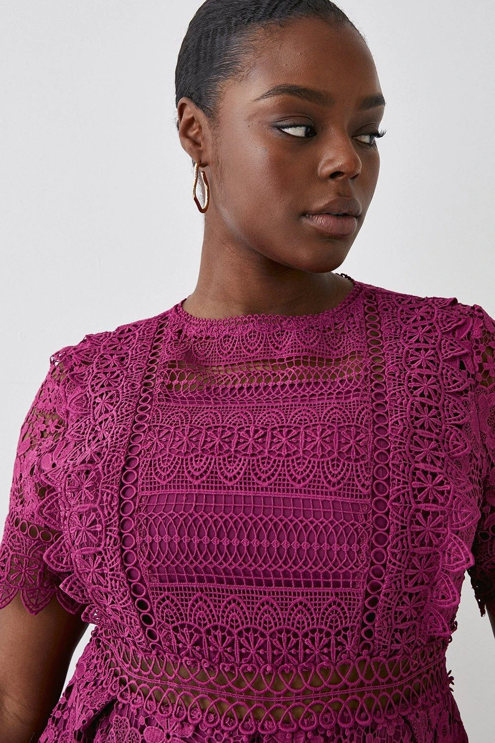 Coast Plus Lace Mix Midi Dress 2 Coast Plus Lace Mix Midi Dress - Image 2