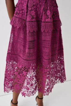 Coast Plus Lace Mix Midi Dress 6 Coast Plus Lace Mix Midi Dress -Coast bcc03998 plum xl 2