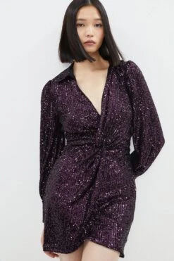 Coast Sequin Mini Dress With Collar
