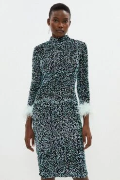 Coast Sequin Midi Dress With Feather Cuff -Coast bcc04015 mint xl 4