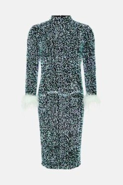 Coast Sequin Midi Dress With Feather Cuff -Coast bcc04015 mint xl 5