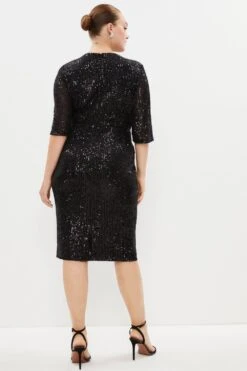 Coast Plus Sequin Dress With Twist Front -Coast bcc04022 black xl 2
