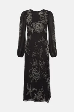 Coast Premium Beadwork Floral Midi Dress -Coast bcc04072 black xl 3