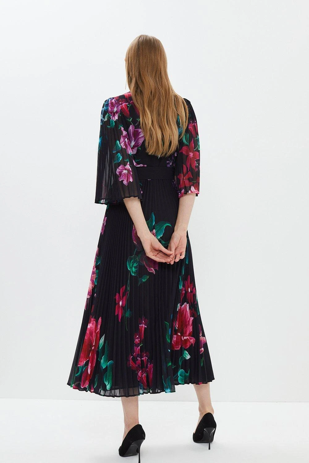 Coast Floral Print Pleated Midi Dress 3 Coast Floral Print Pleated Midi Dress - Image 3