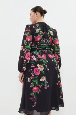 Coast Plus Size Mirrored Floral Button Through Midi -Coast bcc04115 black xl 2