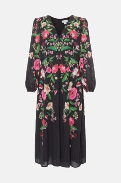 Coast Plus Size Mirrored Floral Button Through Midi -Coast bcc04115 black xl 3