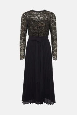 Coast Metallic Long Sleeve Lace Bodice Pleat Skirt 8 Coast Metallic Long Sleeve Lace Bodice Pleat Skirt -Coast bcc04143 black xl 3