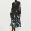 Coast Placement Winter Floral Hem Sweep Wrap Dress