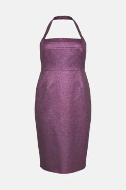 Coast Plus Size Sparkle Jacquard Halter Neck Pencil Dress -Coast bcc04185 pink xl 3