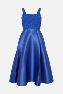 Coast Lace Corset Top Twill Full Skirt Midi Dress -Coast bcc04188 cobalt xl 3